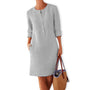 Luftiges Sommerkleid Damen | Baumwolle locker | Farbenfroh bequem | Alltag-Grau-XS-Luzern Mode