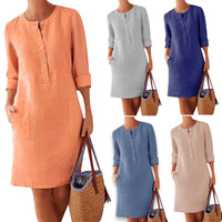 Luftiges Sommerkleid Damen | Baumwolle locker | Farbenfroh bequem | Alltag-Luzern Mode
