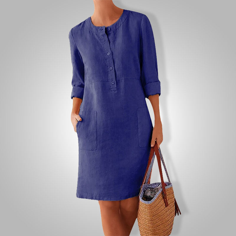 Luftiges Sommerkleid Damen | Baumwolle locker | Farbenfroh bequem | Alltag-Luzern Mode