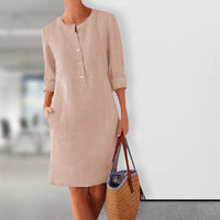 Luftiges Sommerkleid Damen | Baumwolle locker | Farbenfroh bequem | Alltag-Luzern Mode