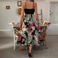 Trendy Sommerkleid Damen | Luftig bequem | Mit Print | Spaghettiträger Look-Luzern Mode