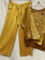 Damen Sommeroutfit | Luftig | Print | Locker | Lange Hose | Top-Gelb-S-Luzern Mode