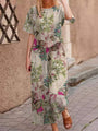 Zweiteiler Damen Boho Set | Baumwolle Sommer Look | Locker & Figurbetont-Weiß/Rosa-S-Luzern Mode