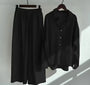 Zweiteiler Damen Leinen Set | Luftig Sommer Outfit | Locker & Stylisch-Schwarz-S-Luzern Mode