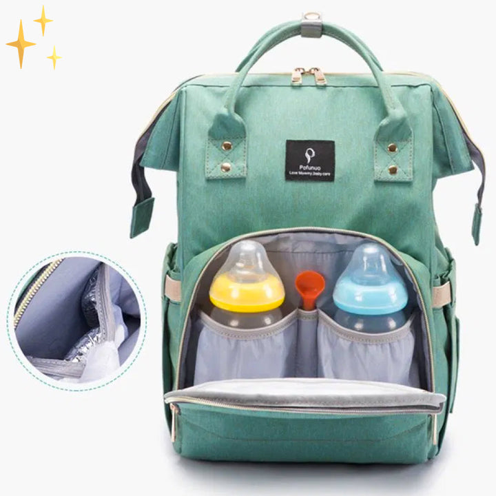 Stylische Wickelrucksack mit USB-Ladegerät – ParentPack