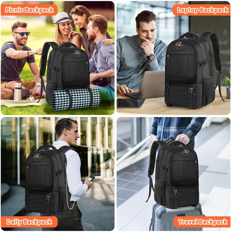 Extra-großer Lunch- und Laptop-Reiserucksack mit USB-Ladeanschluss