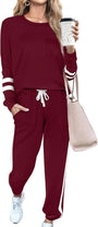 Unisex Jogginganzug mit Streifenmuster und Kordelzug-Bordeauxrot-S-Luzern Mode