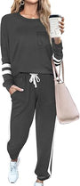 Unisex Jogginganzug mit Streifenmuster und Kordelzug-Dunkelgrau-S-Luzern Mode