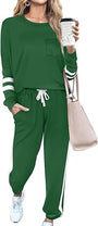 Unisex Jogginganzug mit Streifenmuster und Kordelzug-Dunkelgrün-S-Luzern Mode