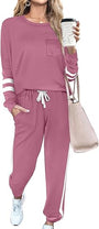 Unisex Jogginganzug mit Streifenmuster und Kordelzug-Rosa-S-Luzern Mode