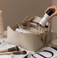 Beautycase | Luxus | Reißverschluss | Geräumig | Wasserabweisend | Fächer-Beige-Luzern Mode