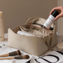 Beautycase | Luxus | Reißverschluss | Geräumig | Wasserabweisend | Fächer-Beige-Luzern Mode