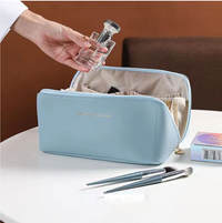 Beautycase | Luxus | Reißverschluss | Geräumig | Wasserabweisend | Fächer-Blau-Luzern Mode