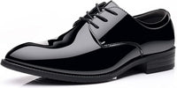 Herren Lackleder Business Schnürschuhe für Hochzeiten-Schwarz mit Schnürsenkeln-40-Luzern Mode