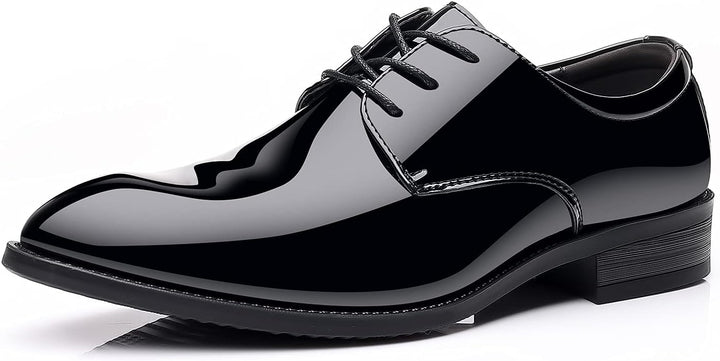 Herren Lackleder Business Schnürschuhe für Hochzeiten-Schwarz mit Schnürsenkeln-40-Luzern Mode