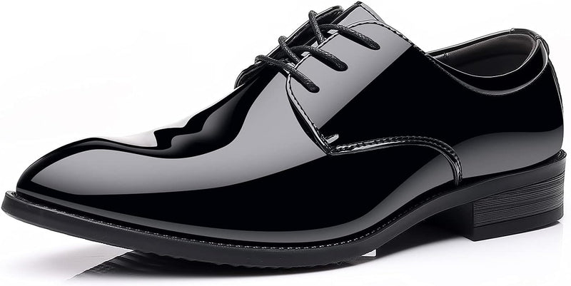 Herren Lackleder Business Schnürschuhe für Hochzeiten-Schwarz mit Schnürsenkeln-40-Luzern Mode