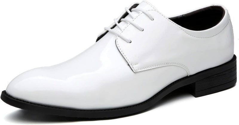 Herren Lackleder Business Schnürschuhe für Hochzeiten-Weiß mit Schnürsenkeln-40-Luzern Mode