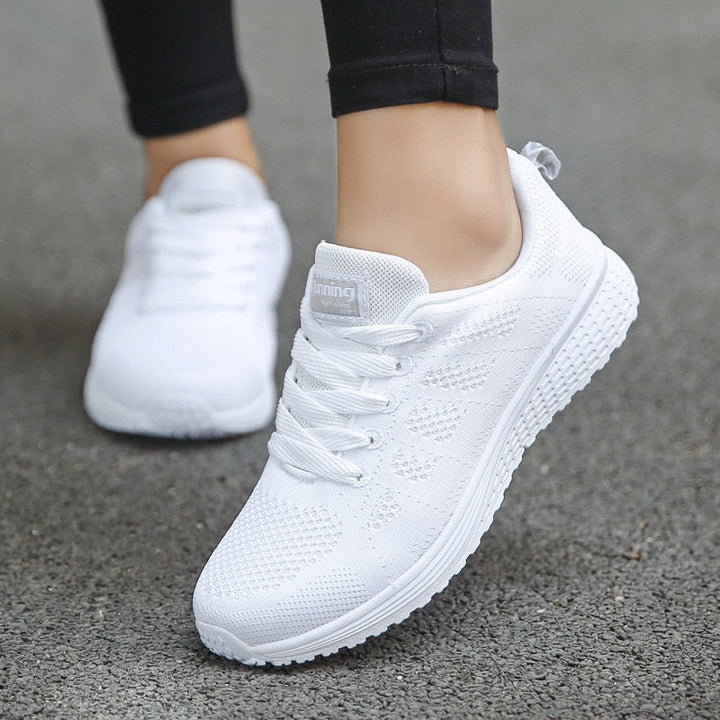 Damen Sneaker Atmungsaktiv Leicht Sportlich Bequem Schuhe-Weiß-35-Luzern Mode