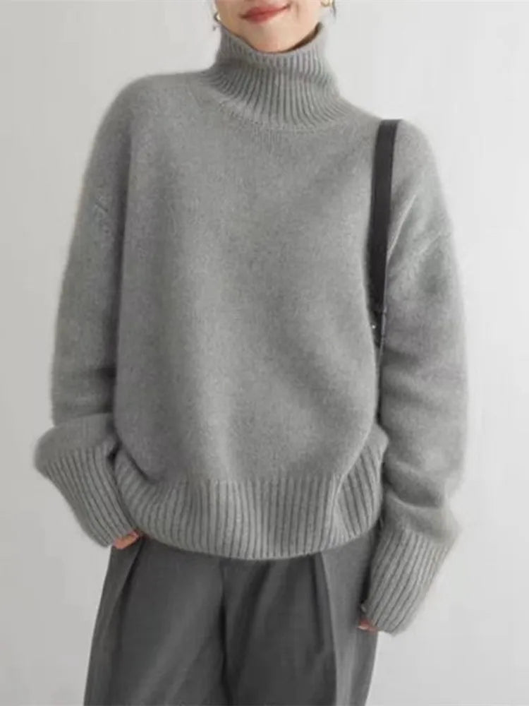Damen Kaschmir Rollkragenpullover - Weicher Winterpullover-Luzern Mode