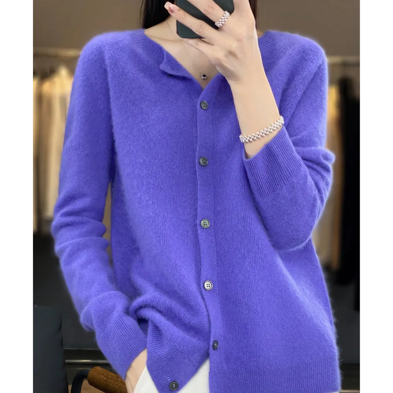 Damen Strickjacke mit V-Ausschnitt - Weicher Cardigan-Luzern Mode