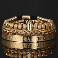 Herren Armbandenset | Lässig | Römischer Stil | 3-teilig | Hypoallergen-Goldene Krone Set-Luzern Mode