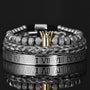Herren Armbandenset | Lässig | Römischer Stil | 3-teilig | Hypoallergen-Silberset mit goldener Krone-Luzern Mode