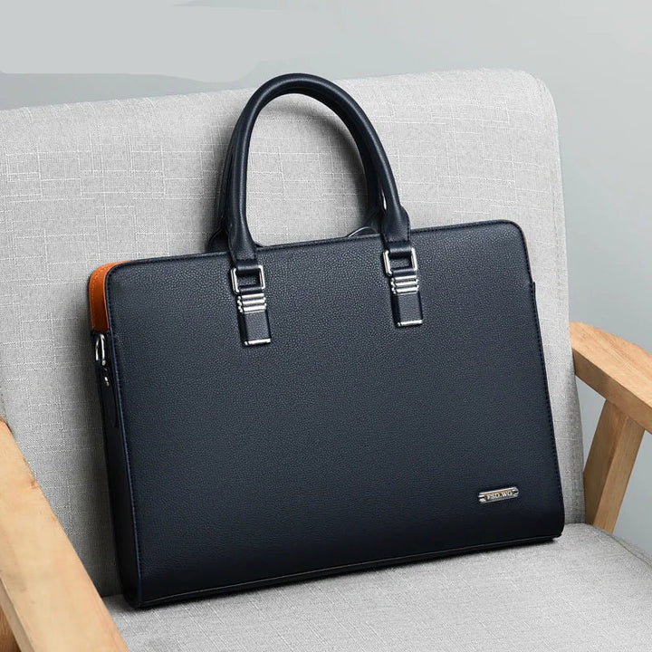 Herren Laptoptasche | Vielseitig | Leder | Stilvoll | Langlebig | Griffe-Blau-35.56 cm-Luzern Mode