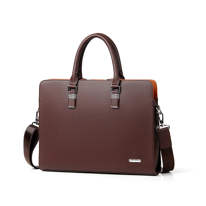 Herren Laptoptasche | Vielseitig | Leder | Stilvoll | Langlebig | Griffe-Braun-35.56 cm-Luzern Mode