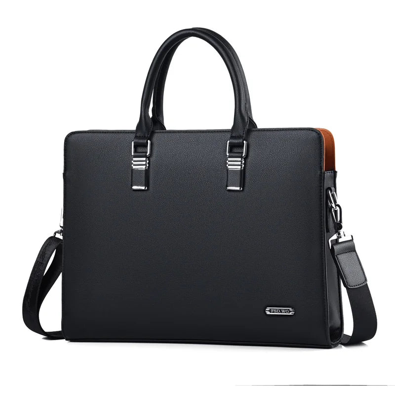 Herren Laptoptasche | Vielseitig | Leder | Stilvoll | Langlebig | Griffe-Schwarz-35.56 cm-Luzern Mode