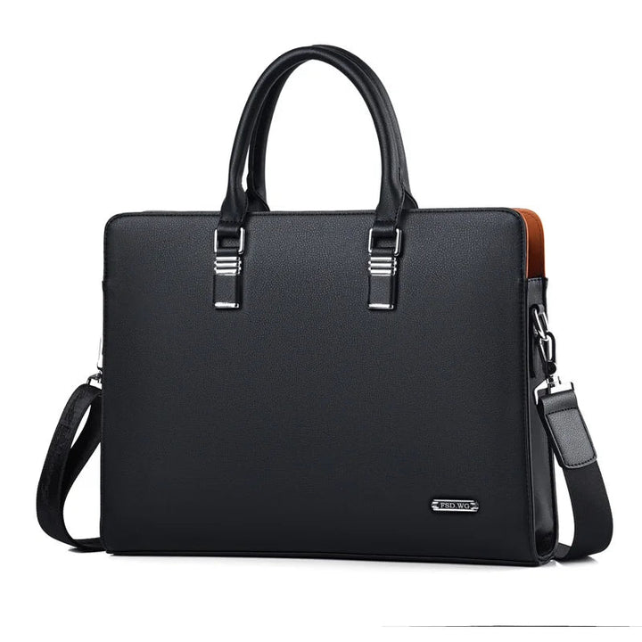 Herren Laptoptasche | Vielseitig | Leder | Stilvoll | Langlebig | Griffe-Schwarz-35.56 cm-Luzern Mode