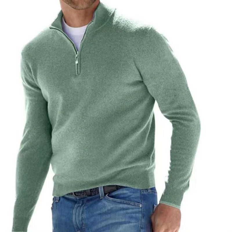 Herren Kaschmirpullover mit Reißverschluss - Luxusmode Online-Grün-S-Luzern Mode