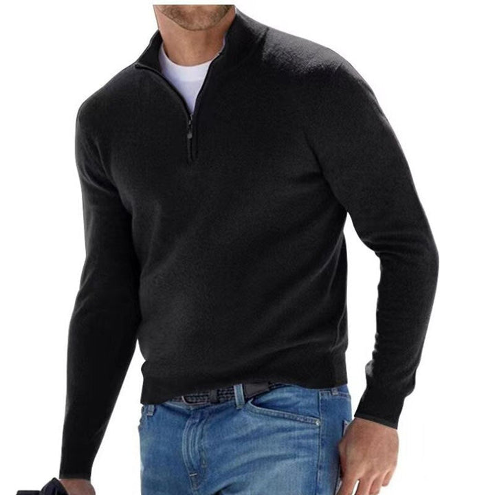 Herren Kaschmirpullover mit Reißverschluss - Luxusmode Online-Schwarz-S-Luzern Mode