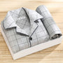 Herren Pyjama Set | 2-teilig | Lange Hose | Knopfverschluss | Hemd-Hellgrau Karomuster-L-Luzern Mode