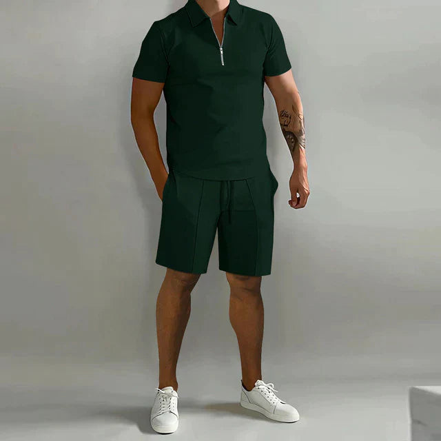Herren Zomerset | 2-teilig | Polo | Kurz | Unifarben | Baumwolle | V-Ausschnitt-Luzern Mode