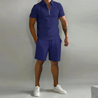 Herren Zomerset | 2-teilig | Polo | Kurz | Unifarben | Baumwolle | V-Ausschnitt-Luzern Mode