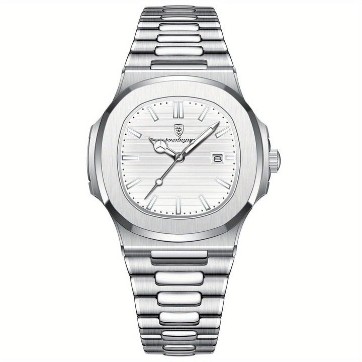 Luxus Herrenarmbanduhr mit Lederarmband und Datumsanzeige-Silber / Weiß-Luzern Mode