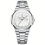Luxus Herrenarmbanduhr mit Lederarmband und Datumsanzeige-Silber / Weiß-Luzern Mode