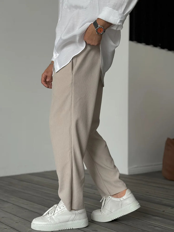 Luxuriöse Herrenhose | Weicher Stoff | Lässig | Unifarben | Rippmuster-Luzern Mode