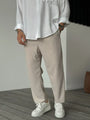 Luxuriöse Herrenhose | Weicher Stoff | Lässig | Unifarben | Rippmuster-Beige-S-Luzern Mode