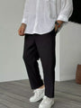Luxuriöse Herrenhose | Weicher Stoff | Lässig | Unifarben | Rippmuster-Schwarz-S-Luzern Mode