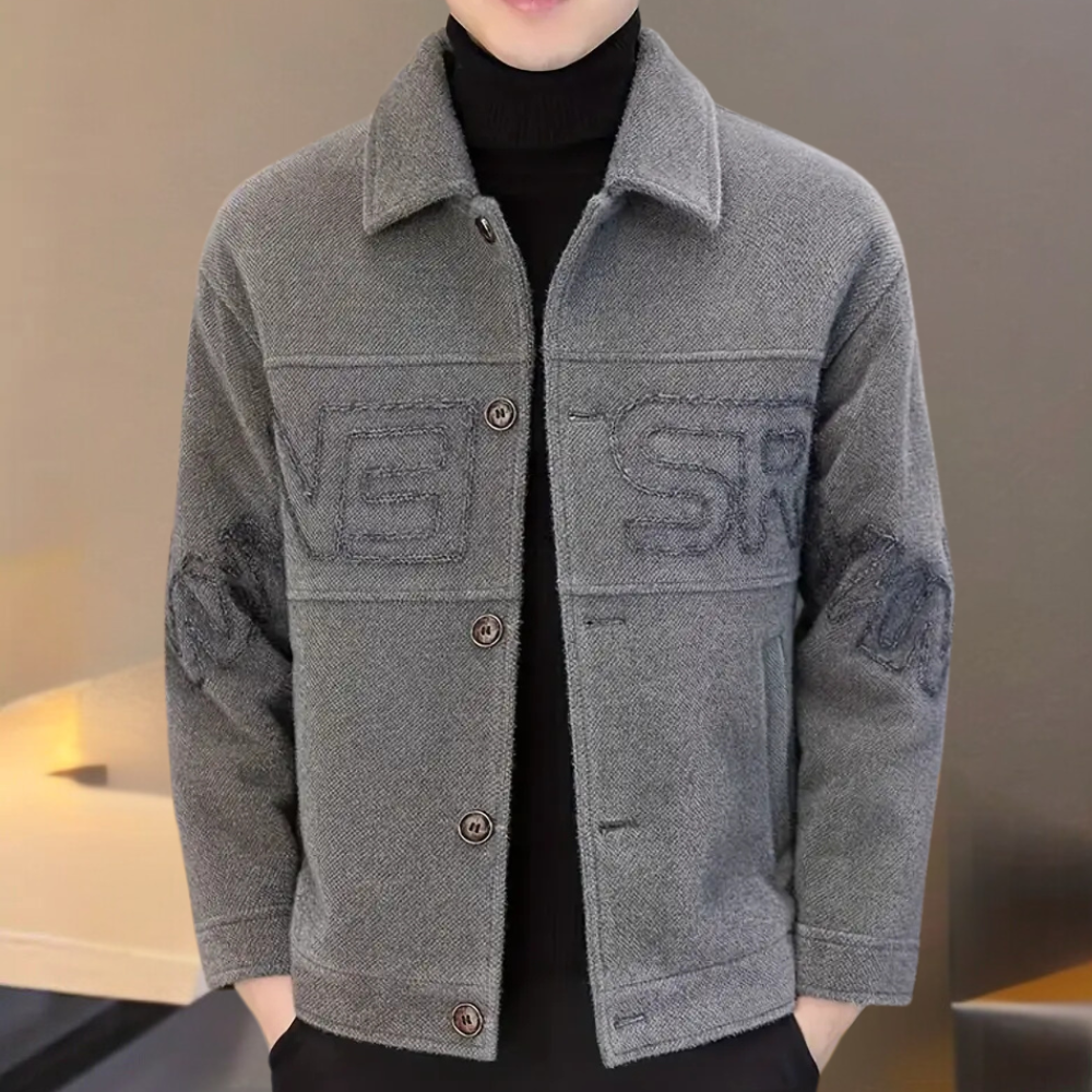 Herren Fleecejacke mit Knöpfen - Stilvolle Wintermode-Grau-S-Luzern Mode