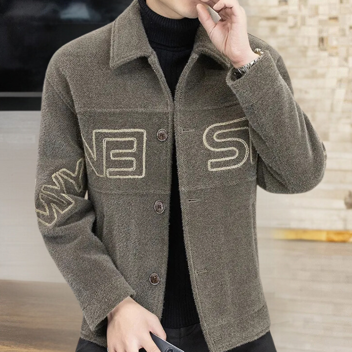 Herren Fleecejacke mit Knöpfen - Stilvolle Wintermode-Khaki-S-Luzern Mode