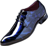 Herren Lackleder Business Schuhe - Elegante Schnürschuhe-Blau-38-Luzern Mode