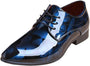 Herren Lackleder Business Schuhe - Elegante Schnürschuhe-Blau mit Blumenmuster-38-Luzern Mode