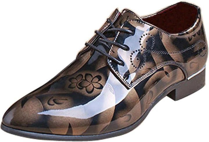 Herren Lackleder Business Schuhe - Elegante Schnürschuhe-Gelb-38-Luzern Mode