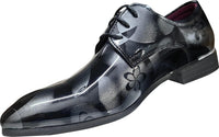 Herren Lackleder Business Schuhe - Elegante Schnürschuhe-Grau mit Blumenmuster-38-Luzern Mode