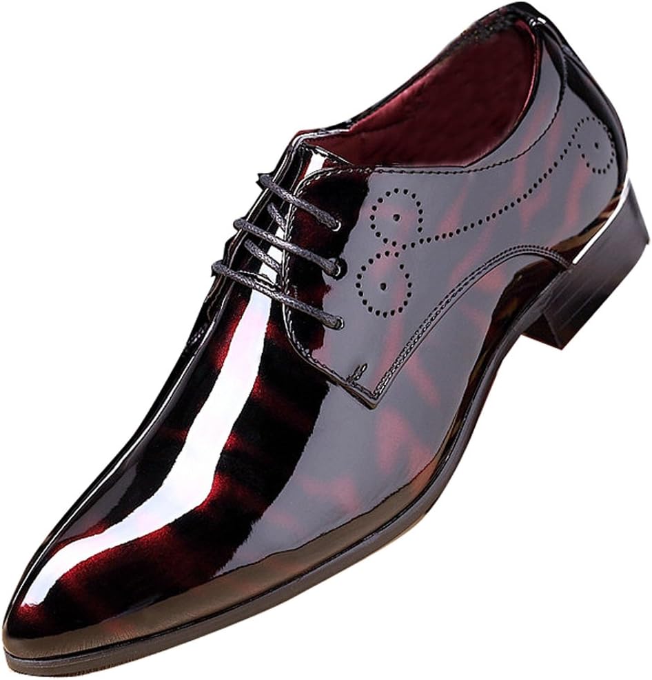 Herren Lackleder Business Schuhe - Elegante Schnürschuhe-Rot-38-Luzern Mode