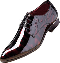 Herren Lackleder Business Schuhe - Elegante Schnürschuhe-Rot-38-Luzern Mode