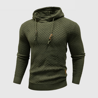 Herren Strickpullover mit Kapuze - Modischer Hoodie-Armeegrün-S-Luzern Mode