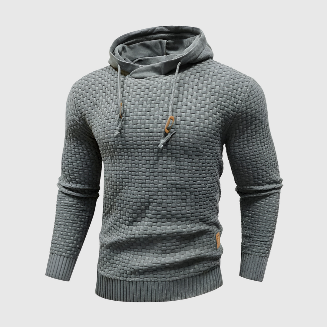 Herren Strickpullover mit Kapuze - Modischer Hoodie-Dunkelgrau-S-Luzern Mode